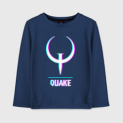 Лонгслив хлопковый детский Quake в стиле glitch и баги графики, цвет: тёмно-синий