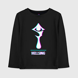 Лонгслив хлопковый детский Символ Hellsing в стиле glitch, цвет: черный