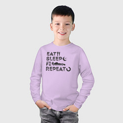 Лонгслив хлопковый детский Eat sleep F1, цвет: лаванда — фото 2