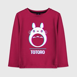 Лонгслив хлопковый детский Символ Totoro в стиле glitch, цвет: маджента