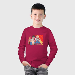 Лонгслив хлопковый детский Играющие дети, цвет: маджента — фото 2