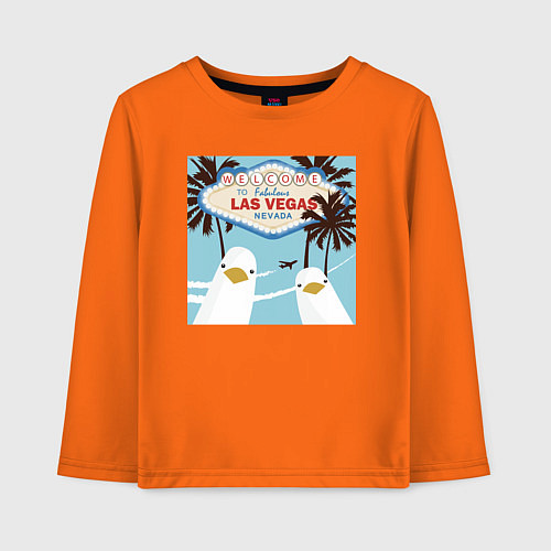 Детский лонгслив Чайки на курорте / Оранжевый – фото 1