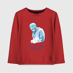 Лонгслив хлопковый детский Лечит не время - лечит доктор, цвет: красный
