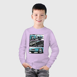 Лонгслив хлопковый детский Mercedes-Benz 300SL Roadster V1, цвет: лаванда — фото 2