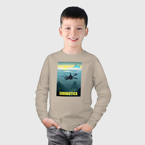 Детский лонгслив Subnautica инопланетный океан / Миндальный – фото 3