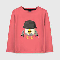 Лонгслив хлопковый детский Chicken Gun в каске, цвет: коралловый