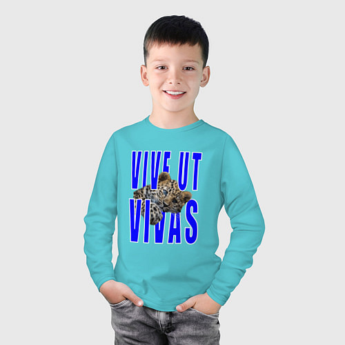 Детский лонгслив Vive ut vivas / Бирюзовый – фото 3