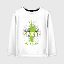 Лонгслив хлопковый детский Its spooky season, цвет: белый