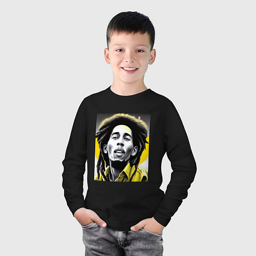 Детский лонгслив Bob Marley Digital Art / Черный – фото 3