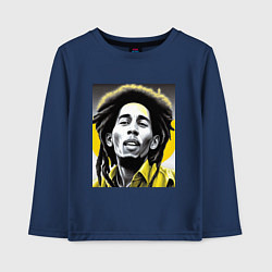 Лонгслив хлопковый детский Bob Marley Digital Art, цвет: тёмно-синий