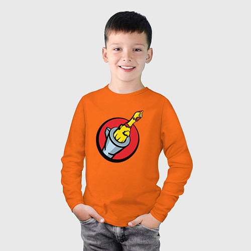Детский лонгслив Chicken gun логотип / Оранжевый – фото 3