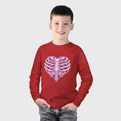 Лонгслив хлопковый детский Bone heart, цвет: красный — фото 2