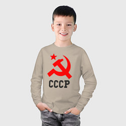 Лонгслив хлопковый детский СССР стиль, цвет: миндальный — фото 2