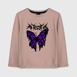 Лонгслив хлопковый детский Gothic black butterfly, цвет: пыльно-розовый
