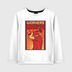 Лонгслив хлопковый детский Права работников, цвет: белый