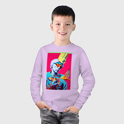 Лонгслив хлопковый детский Andy Warhol - self-portrait, цвет: лаванда — фото 2