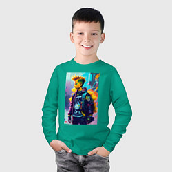 Лонгслив хлопковый детский Барт Симпсон - городская фантазия, цвет: зеленый — фото 2