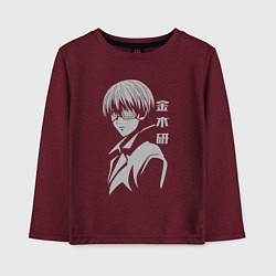 Лонгслив хлопковый детский Канеки Токийский гуль, цвет: меланж-бордовый