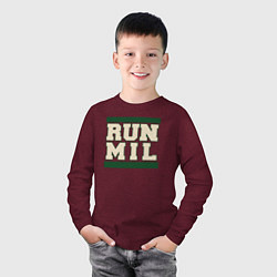 Лонгслив хлопковый детский Run Milwaukee Bucks, цвет: меланж-бордовый — фото 2