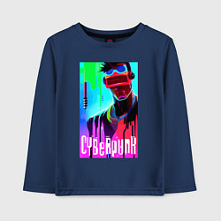 Лонгслив хлопковый детский Cyberpunk - sketch, цвет: тёмно-синий