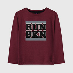 Лонгслив хлопковый детский Run Brooklyn Nets, цвет: меланж-бордовый