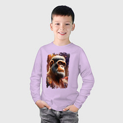 Лонгслив хлопковый детский Планета обезьян, цвет: лаванда — фото 2