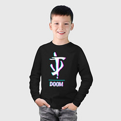 Лонгслив хлопковый детский Doom в стиле glitch и баги графики, цвет: черный — фото 2