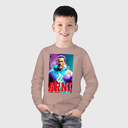 Лонгслив хлопковый детский Super Arnold Schwarzenegger - Arni ai pop art, цвет: пыльно-розовый — фото 2