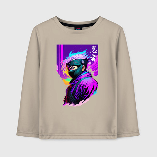 Детский лонгслив Ниндзя - иероглифы - Япония / Миндальный – фото 1