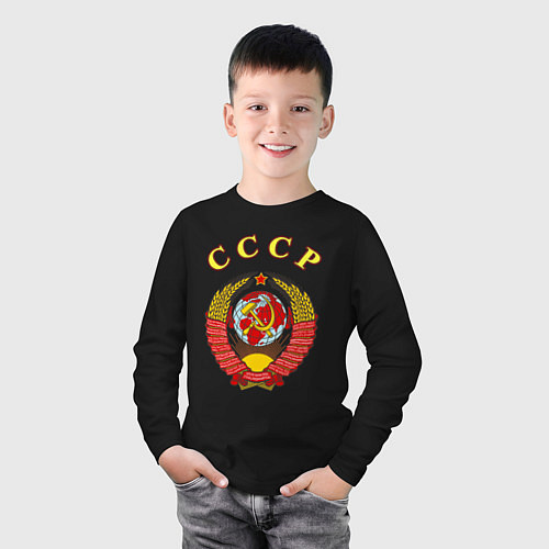 Детский лонгслив CCCР Пролетарии / Черный – фото 3
