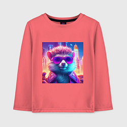 Детский лонгслив Неоновый ежик в очках