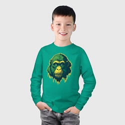 Лонгслив хлопковый детский Обезьяна голова гориллы, цвет: зеленый — фото 2
