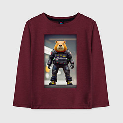 Лонгслив хлопковый детский Capy-policeman - cyberpunk, цвет: меланж-бордовый