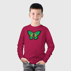 Лонгслив хлопковый детский Бразилия бабочка, цвет: маджента — фото 2