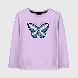 Лонгслив хлопковый детский Шотландия бабочка, цвет: лаванда