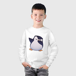 Лонгслив хлопковый детский Пингвин в танце, цвет: белый — фото 2