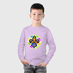 Лонгслив хлопковый детский Гербовая лилия в цветовой абстракции, цвет: лаванда — фото 2