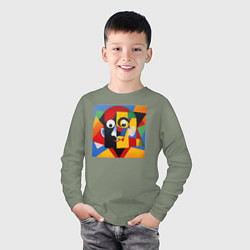 Лонгслив хлопковый детский Пикассо арт, цвет: авокадо — фото 2