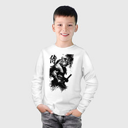 Лонгслив хлопковый детский Tiger samurai - hieroglyph - art, цвет: белый — фото 2