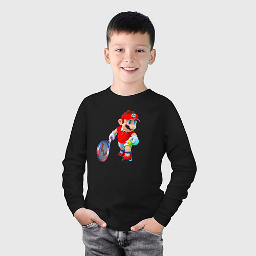 Детский лонгслив Марио играет / Черный – фото 3