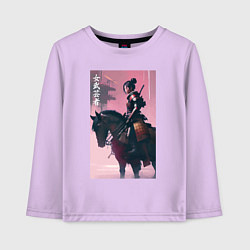 Лонгслив хлопковый детский Онна-бугэйся -конная девушка-самурай - нейросеть, цвет: лаванда