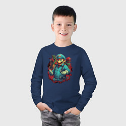 Лонгслив хлопковый детский Доктор Марио, цвет: тёмно-синий — фото 2
