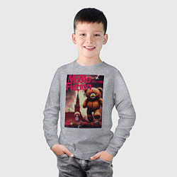 Лонгслив хлопковый детский MoMo - Плюшевый медведь на Красной площади в Москв, цвет: меланж — фото 2