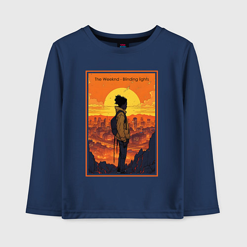 Детский лонгслив The Weeknd Blinding lights / Тёмно-синий – фото 1