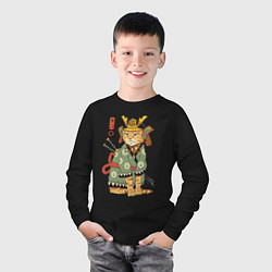 Лонгслив хлопковый детский Samurai battle cat, цвет: черный — фото 2