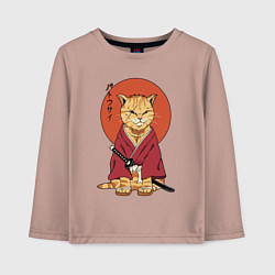 Лонгслив хлопковый детский Samurai kimono cat, цвет: пыльно-розовый