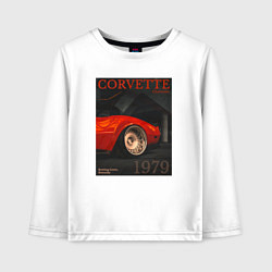 Лонгслив хлопковый детский Обложка журнала Chevrolet Corvette C3, цвет: белый