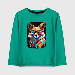 Лонгслив хлопковый детский Abstract Colorful Fox, цвет: зеленый