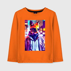 Лонгслив хлопковый детский Cyber fox - neon - city, цвет: оранжевый