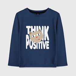 Детский лонгслив Забавный кот и надпись Think positive